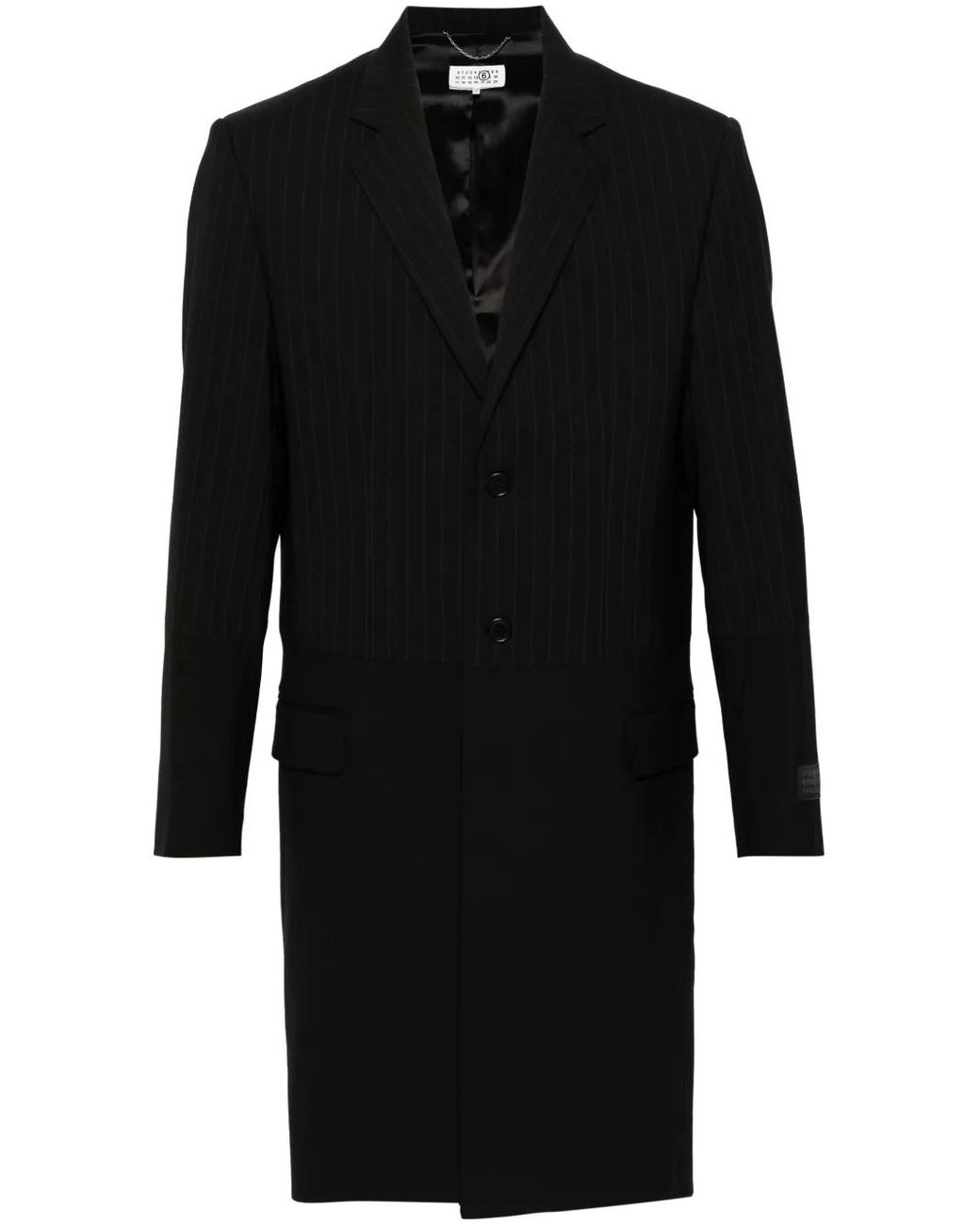 MM6 by Maison Margiela Black Panelled Single-Breasted Coat for men