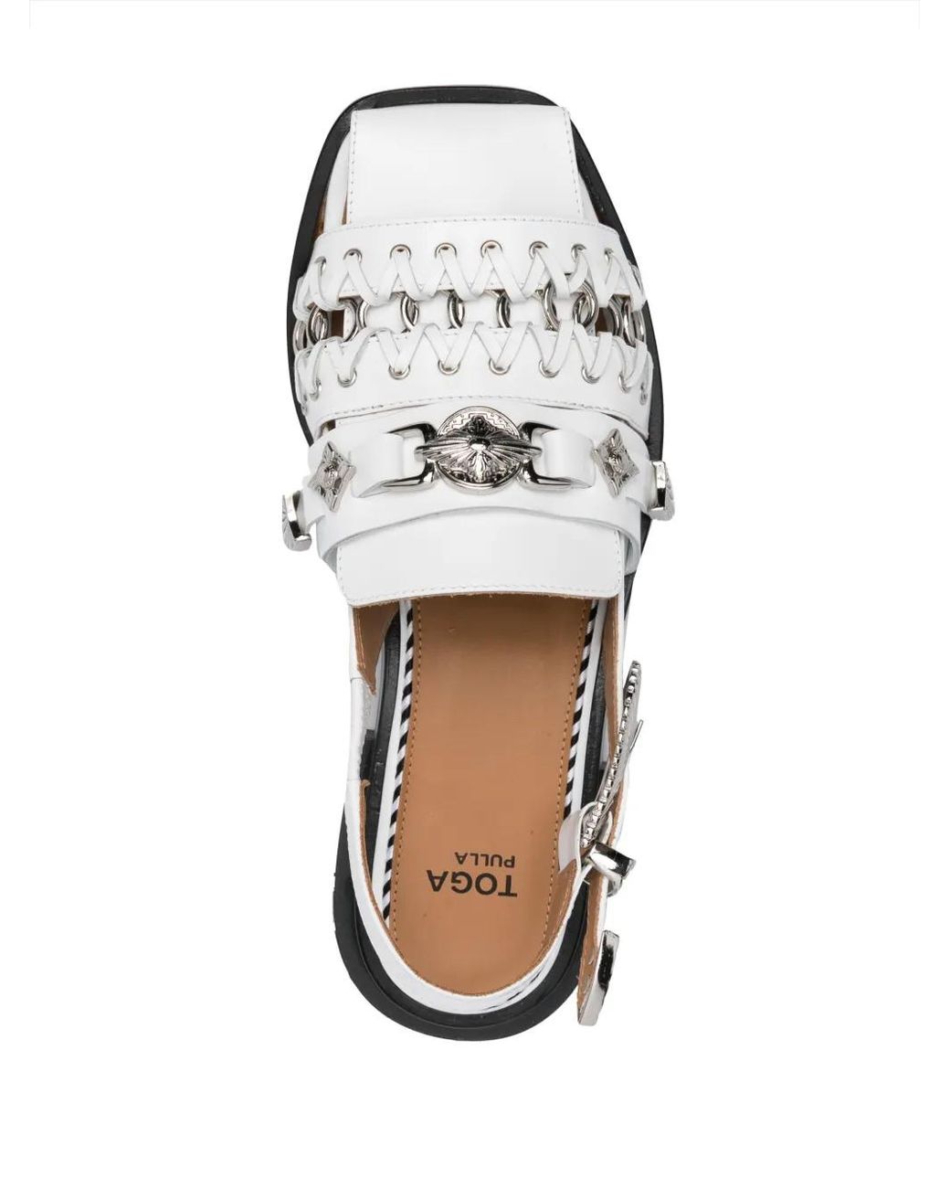 Toga White Embellished Slingback Sandals