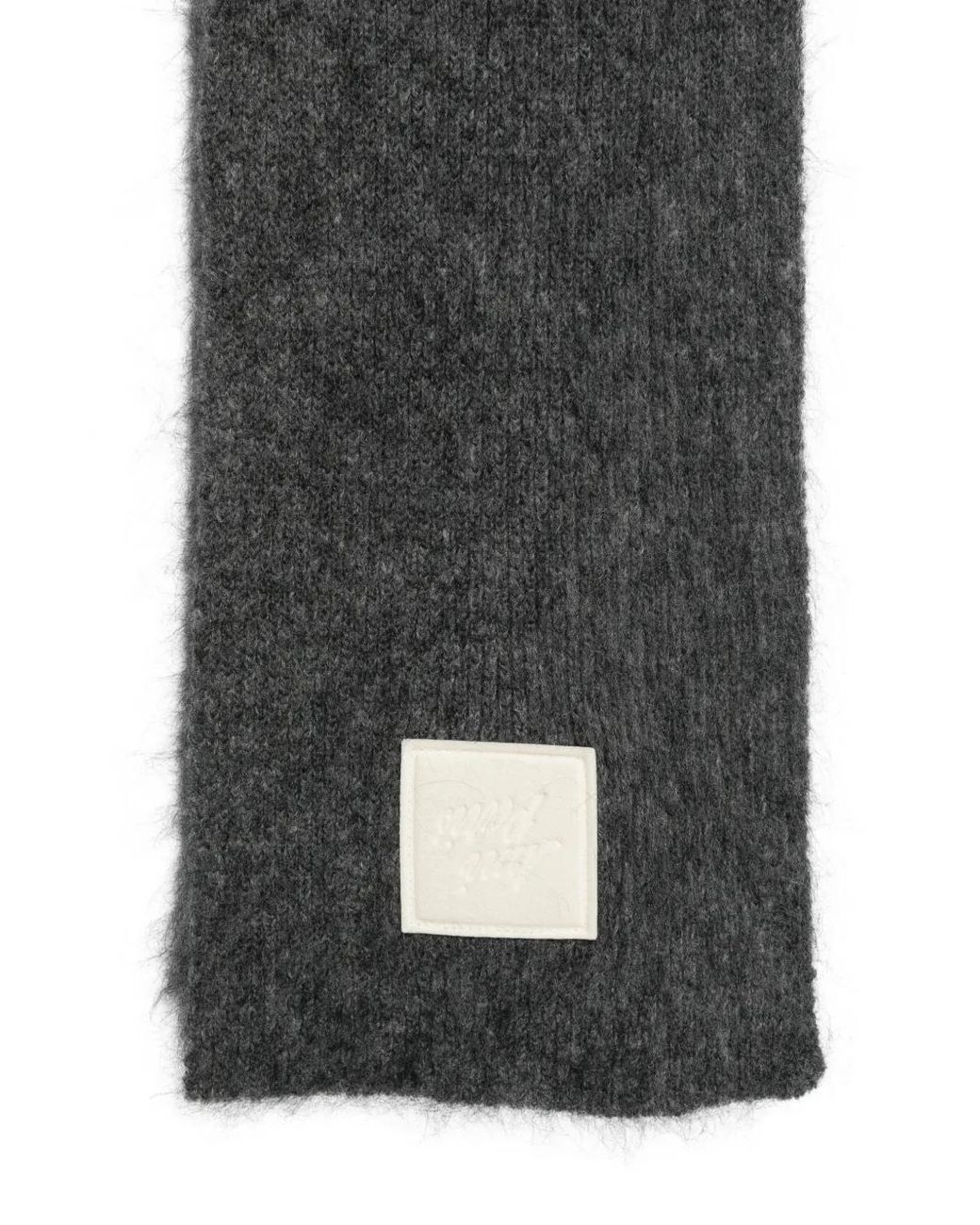 AMI White Logo-Patch Knitted Scarf