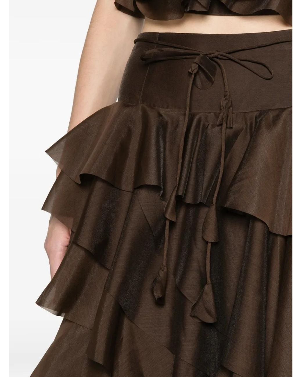 Aje. Brown Villa Maxi Skirt
