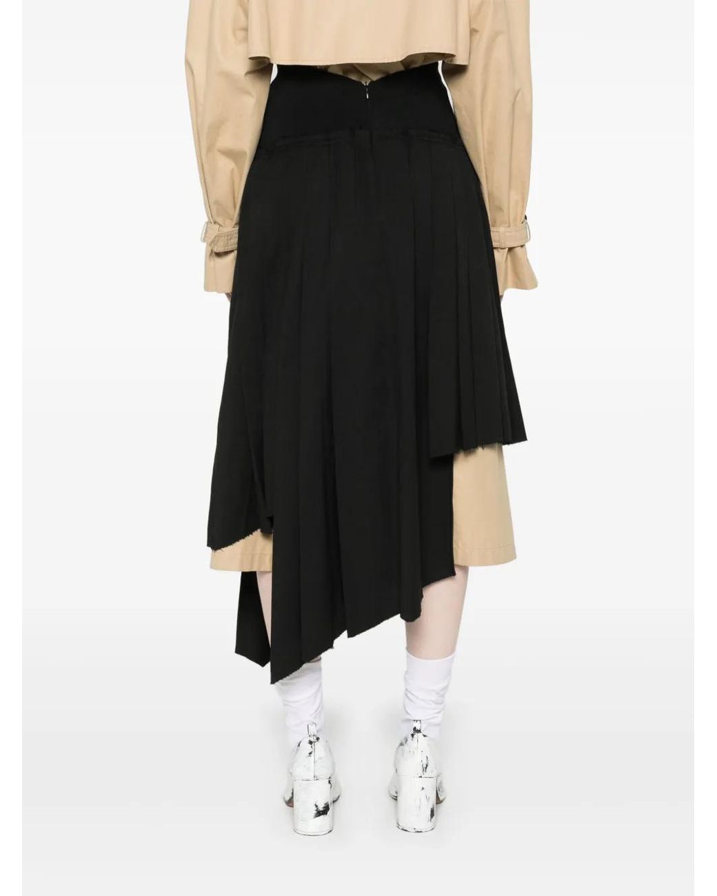 ROKH Black Pleated Midi Skirt