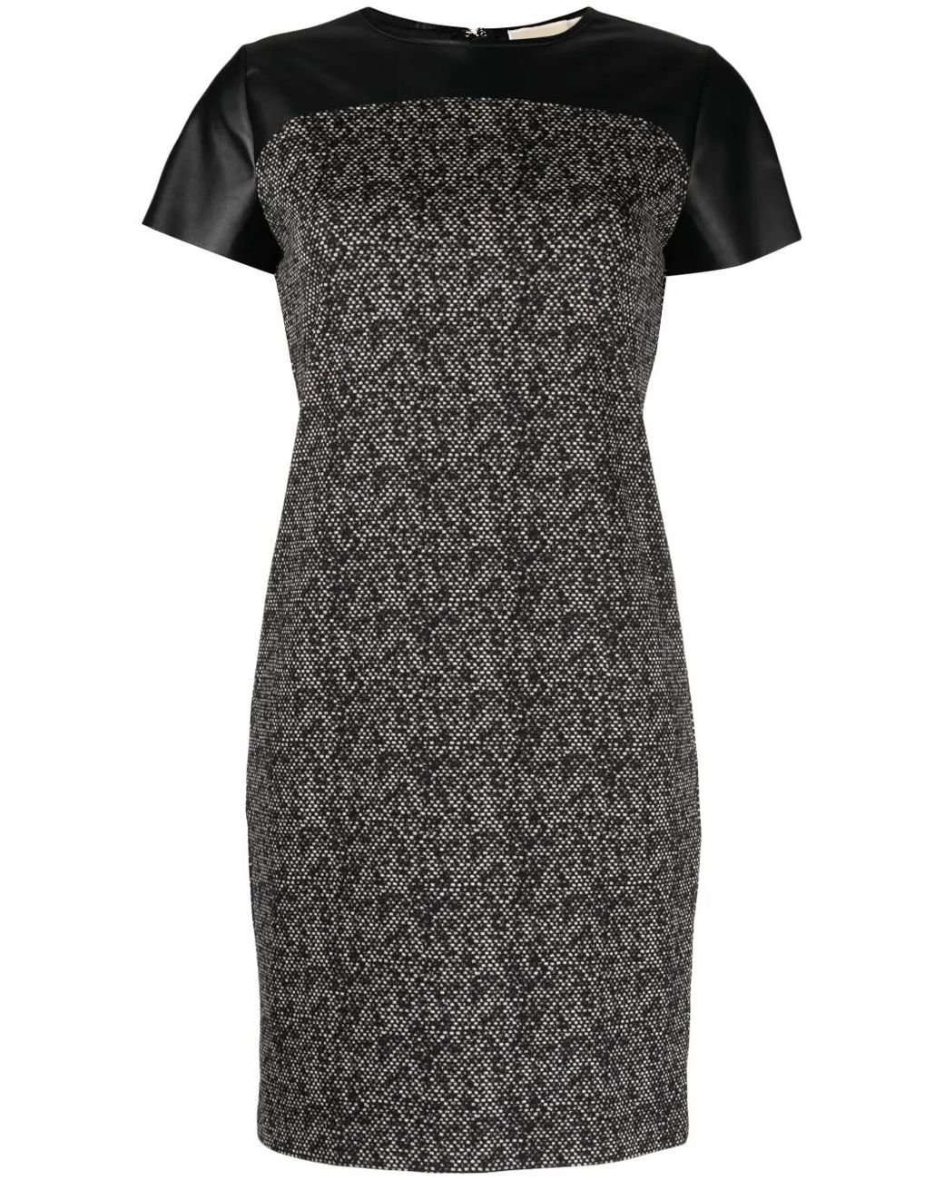 Michael Kors Black Panelled Faux-Leather Minidress