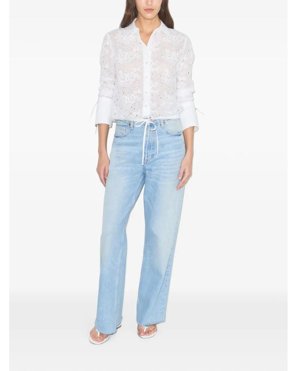 Tory Burch White Cotton Eyelet Blouse