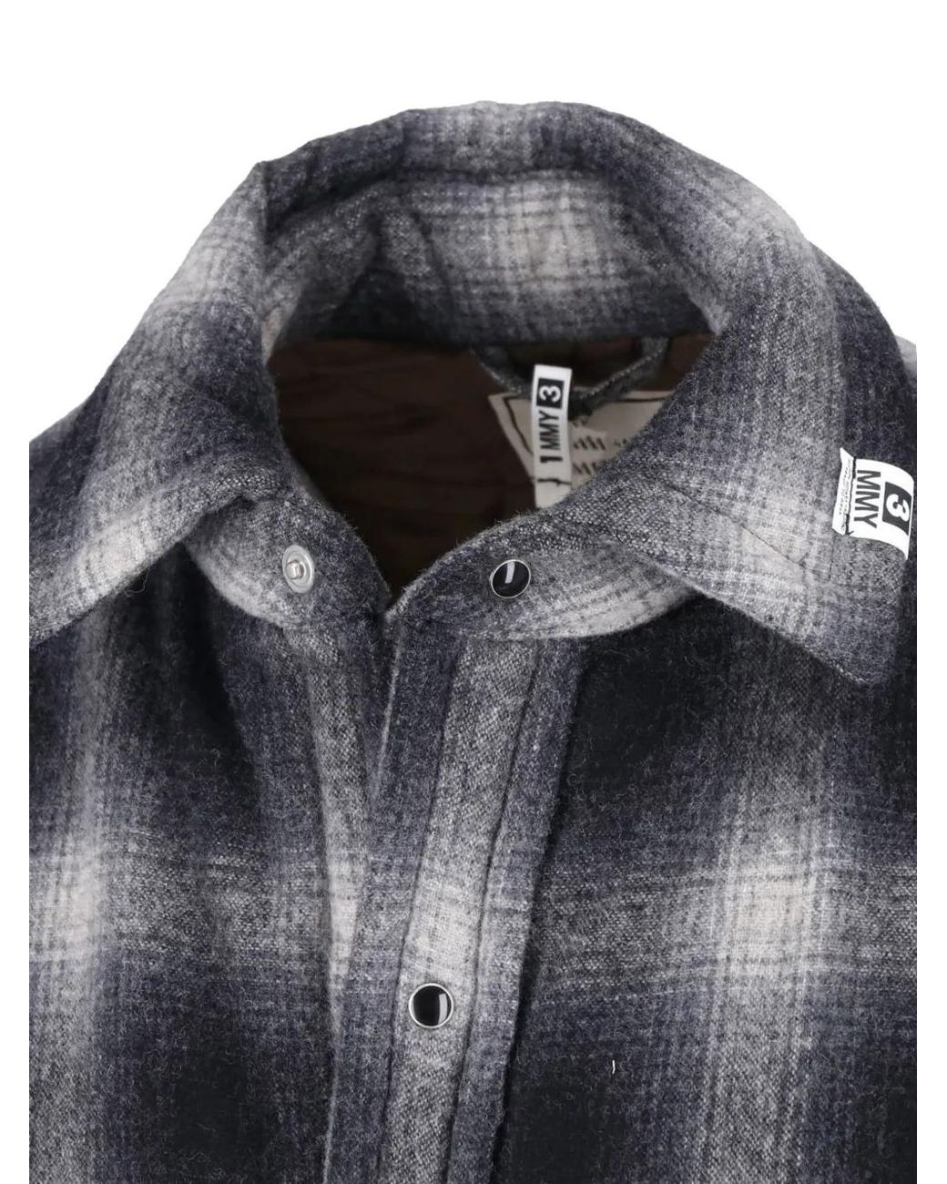 Maison Mihara Yasuhiro Gray Plaid Wool Shirt Jacket for men