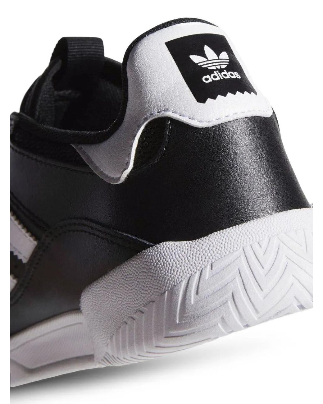 Adidas Black Leather Striped-Detail Sneakers