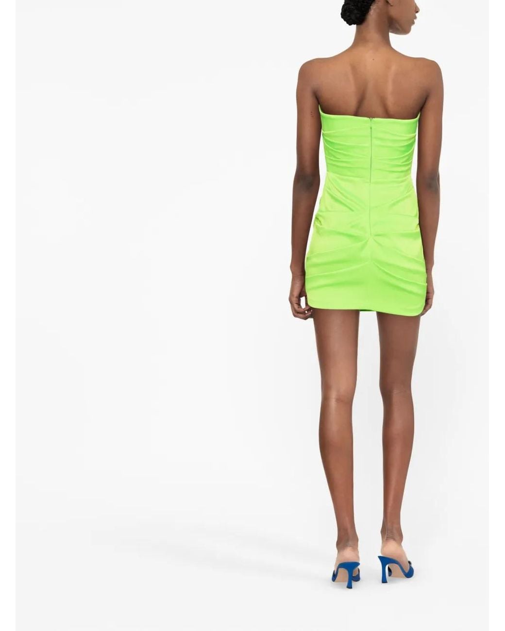 Alex Perry Green Colten Pleated Strapless Minidress