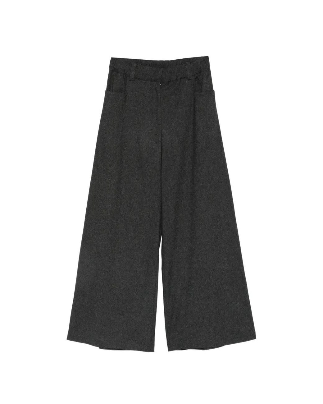 Alysi Gray Elasticated-Waistband Palazzo Pants