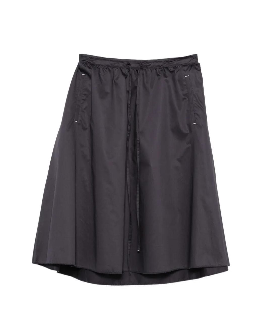 Low Classic Gray Drawstring Cotton Midi Skirt
