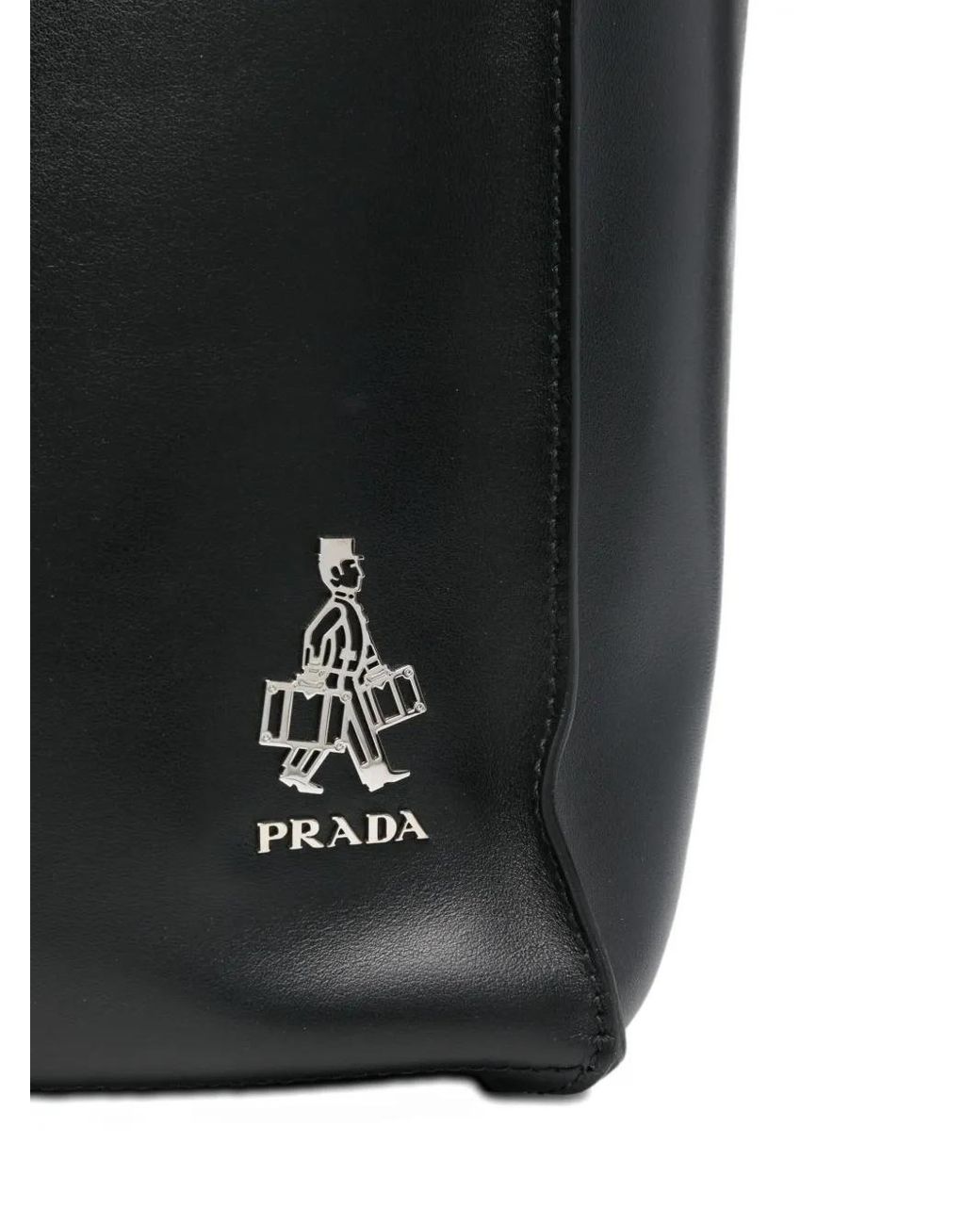 Prada Black Leather Tote Bag for men