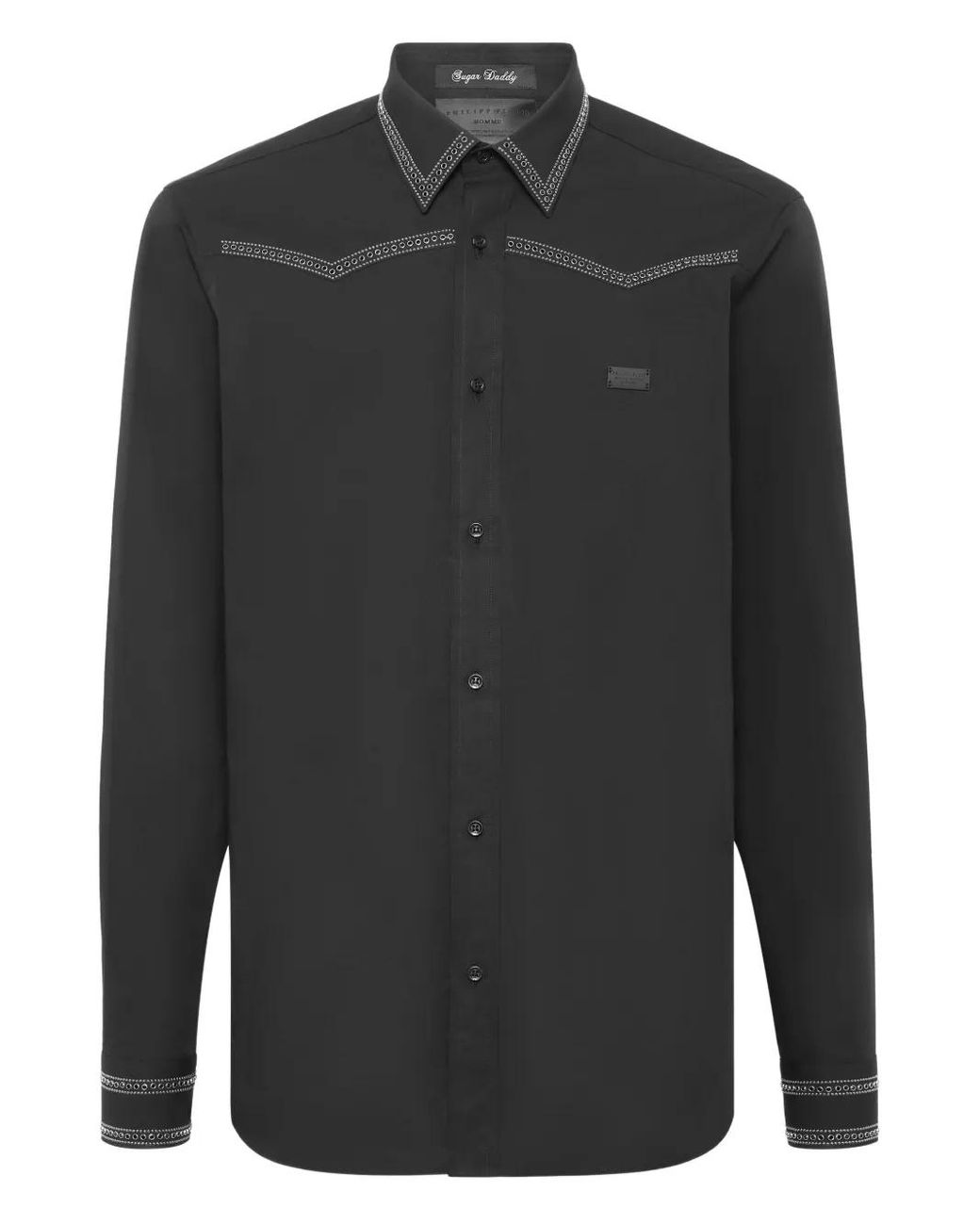 Philipp Plein Black Stud-Embellished Cotton Shirt for men