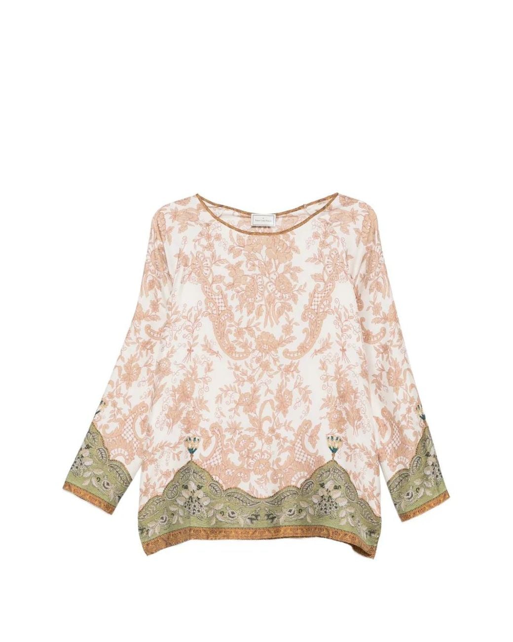 Pierre Louis Mascia Natural Floral-Print Silk-Blend Blouse