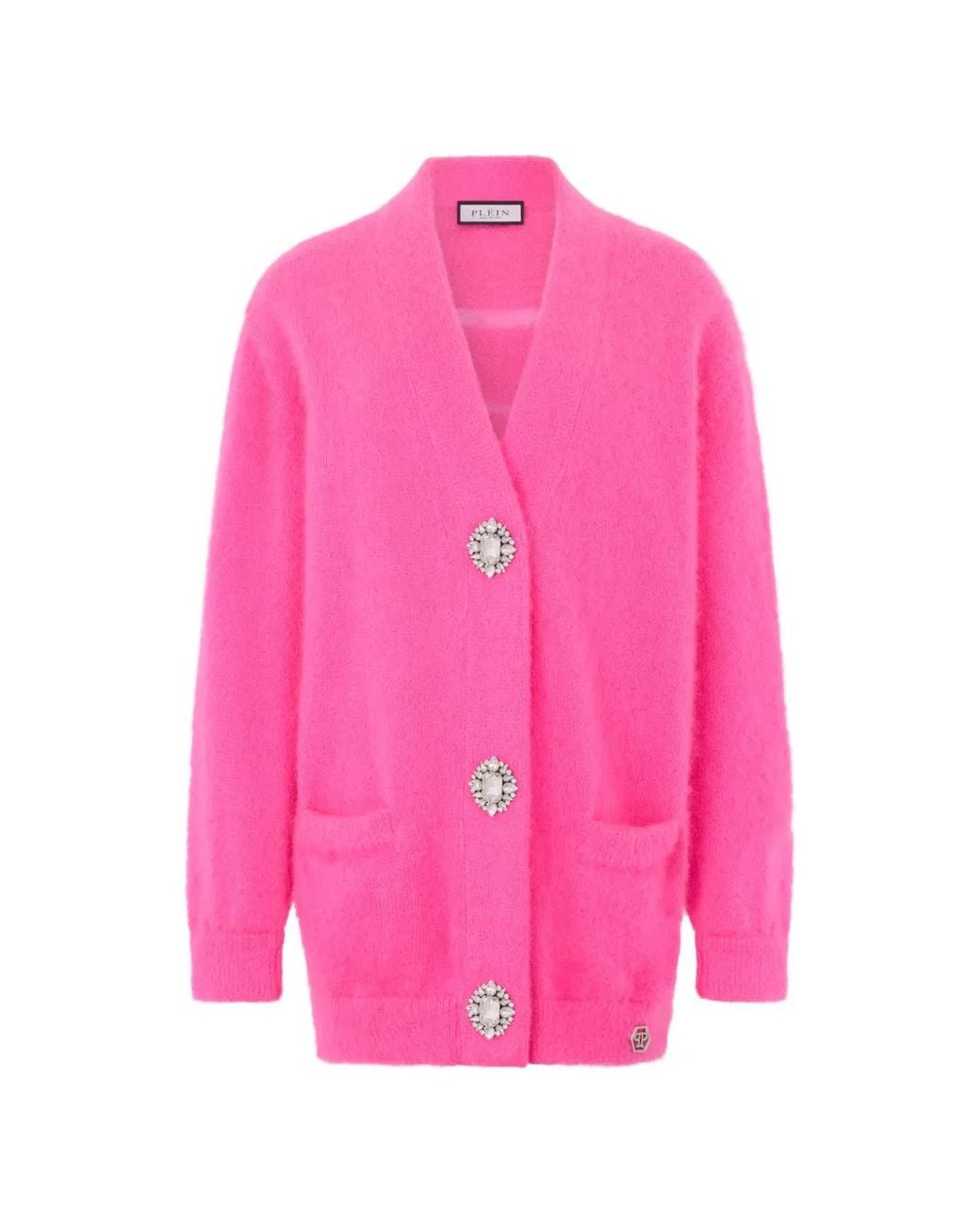 Philipp Plein Pink Cardigan Hexagon Fluo