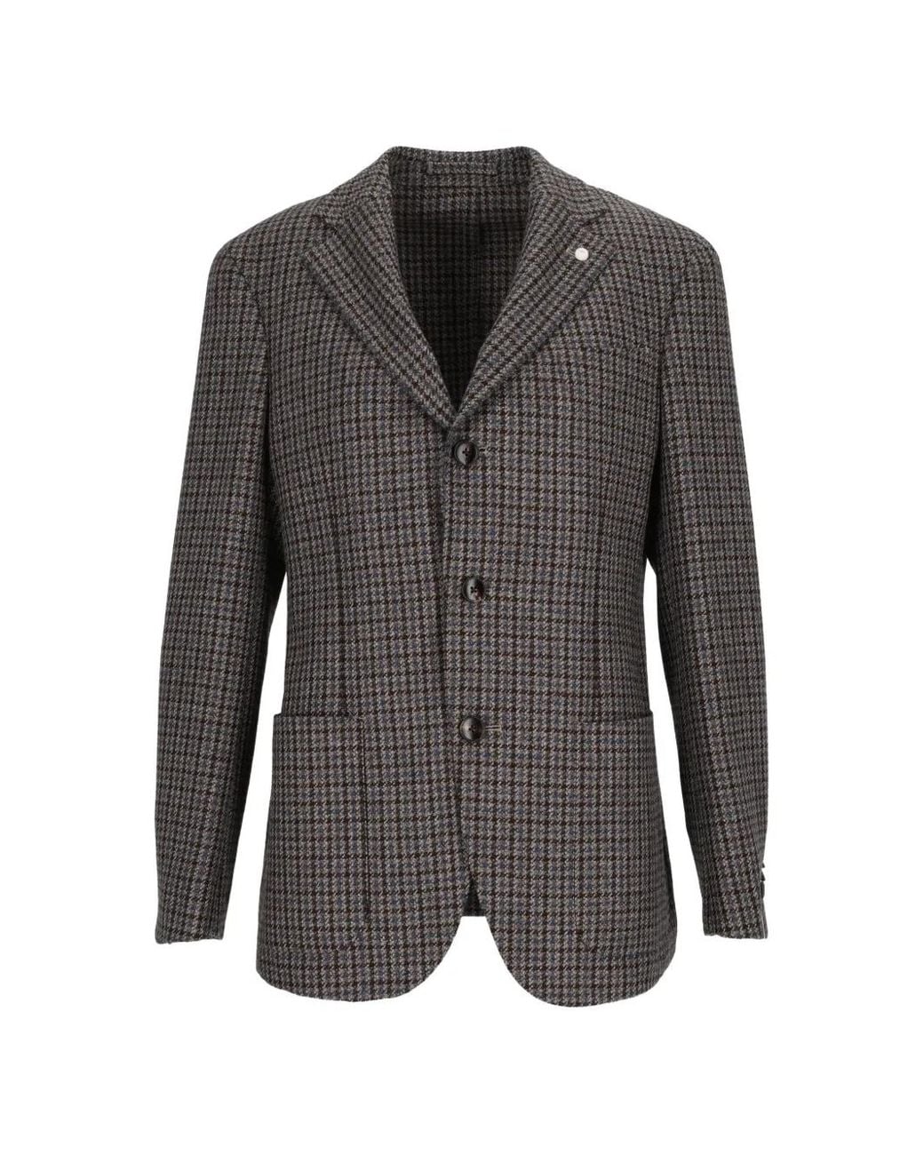 Luigi Bianchi Gray Houndstooth-Pattern Blazer for men