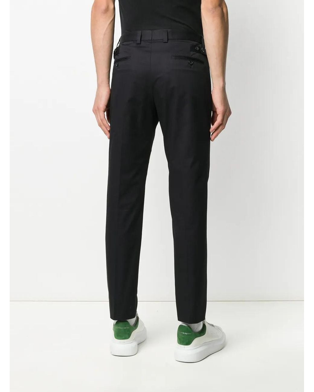 Dolce & Gabbana Black Stretch-Cotton Tailored Trousers for men