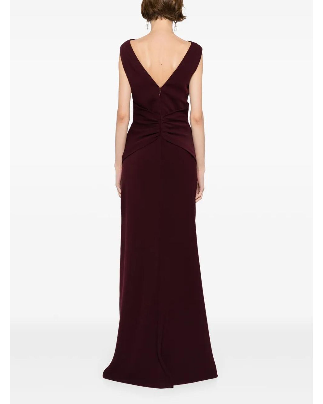 Amsale Purple Twist Crepe Dress