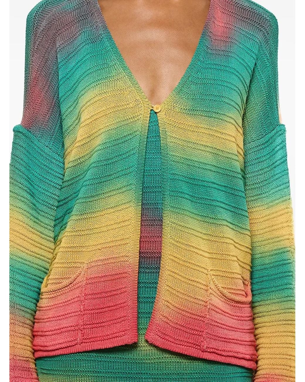 Laneus Green Front-Pocket Cardigan