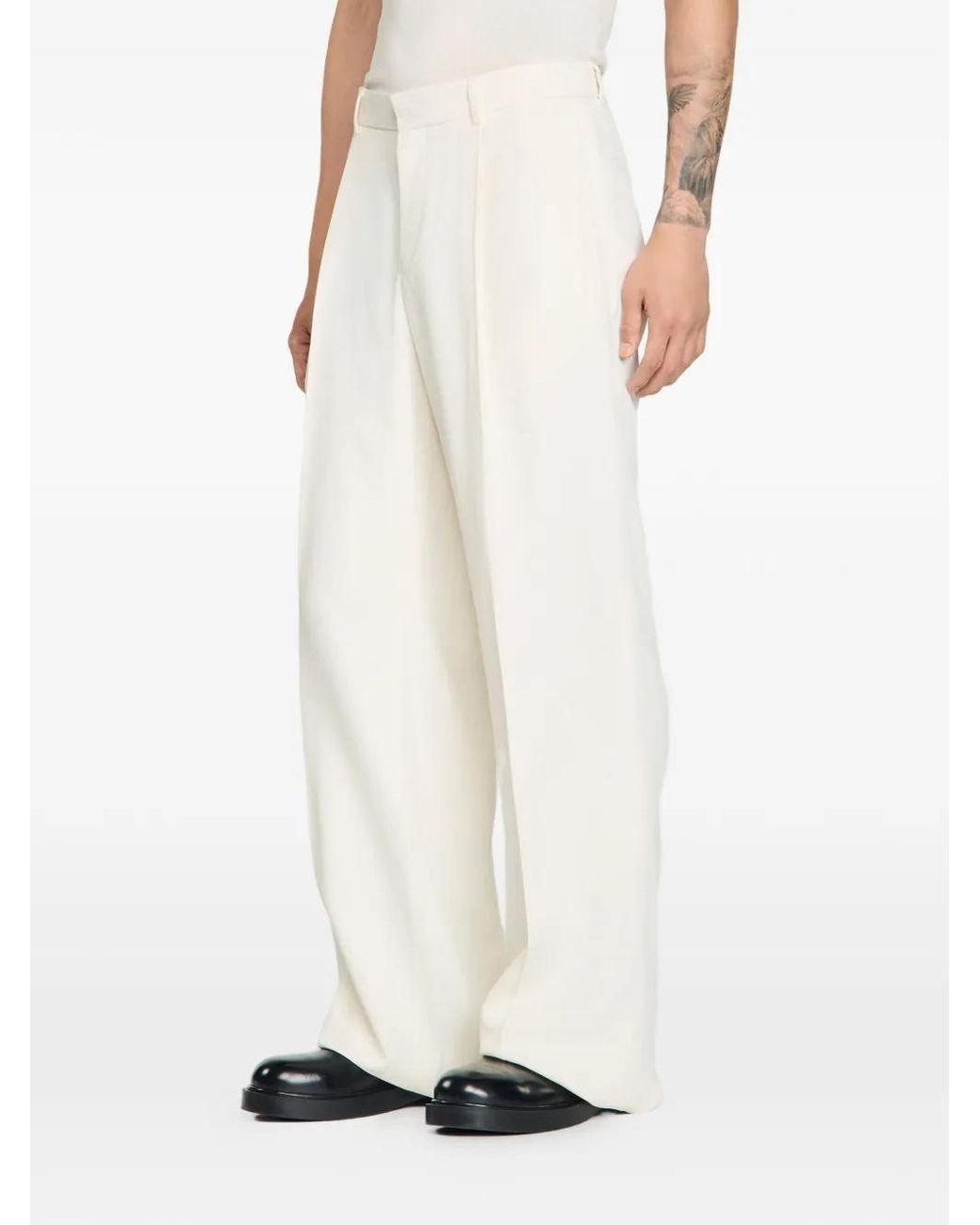 Sandro White Concealed-Fastening Trousers for men