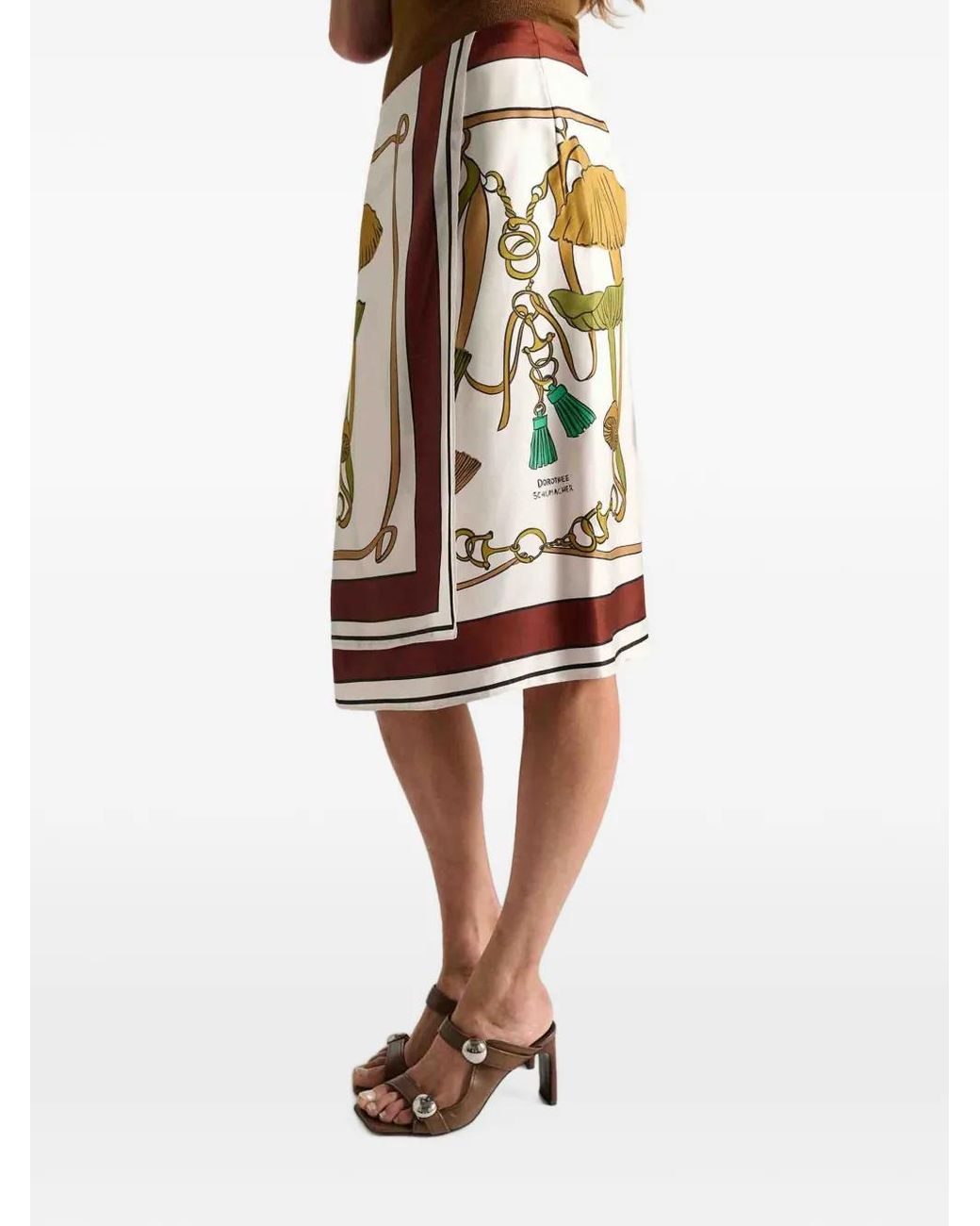 Dorothee Schumacher White Scarf-Print Wrap Midi Skirt