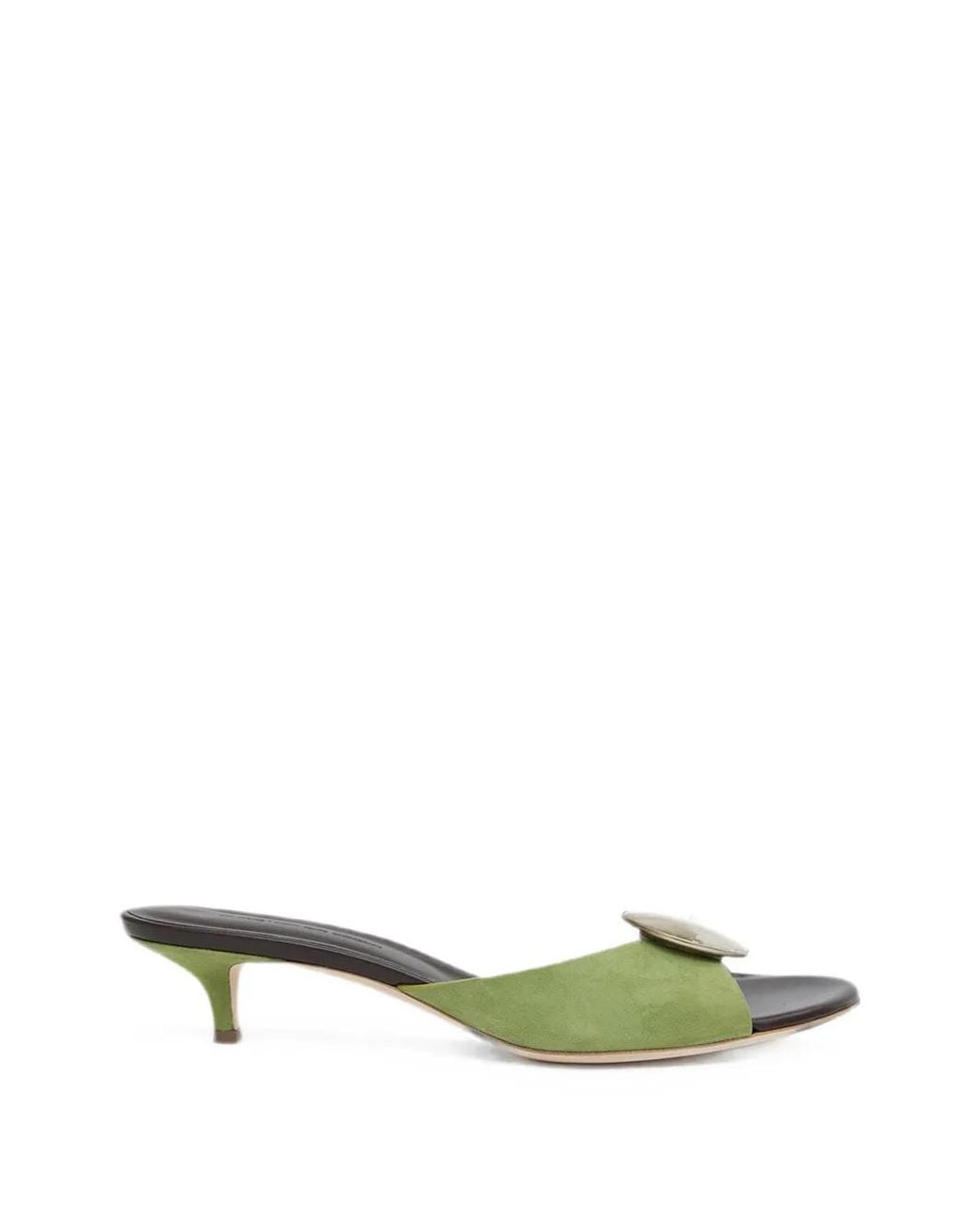 Christopher Esber Green Aura Quartz Suede Mules