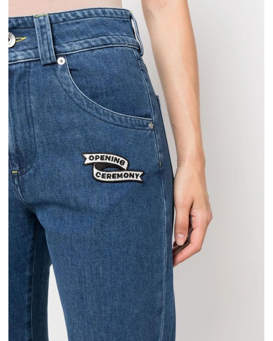 Opening Ceremony Blue Embroidered Logo-Patch Cigarette Jeans