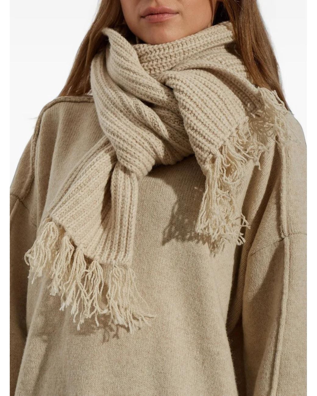 Rethinkit Studios Natural Chamonix Rippstrickschal Mit Fransen