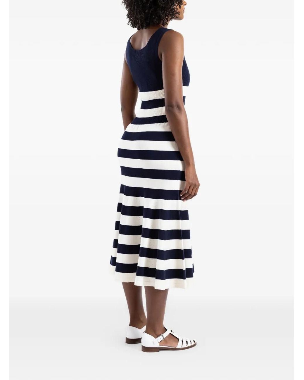 Junya Watanabe White Striped Sleeveless Midi Dress