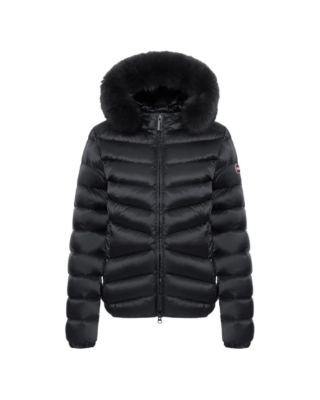 Colmar Black Faux-Fur Trim Quilted Jacket