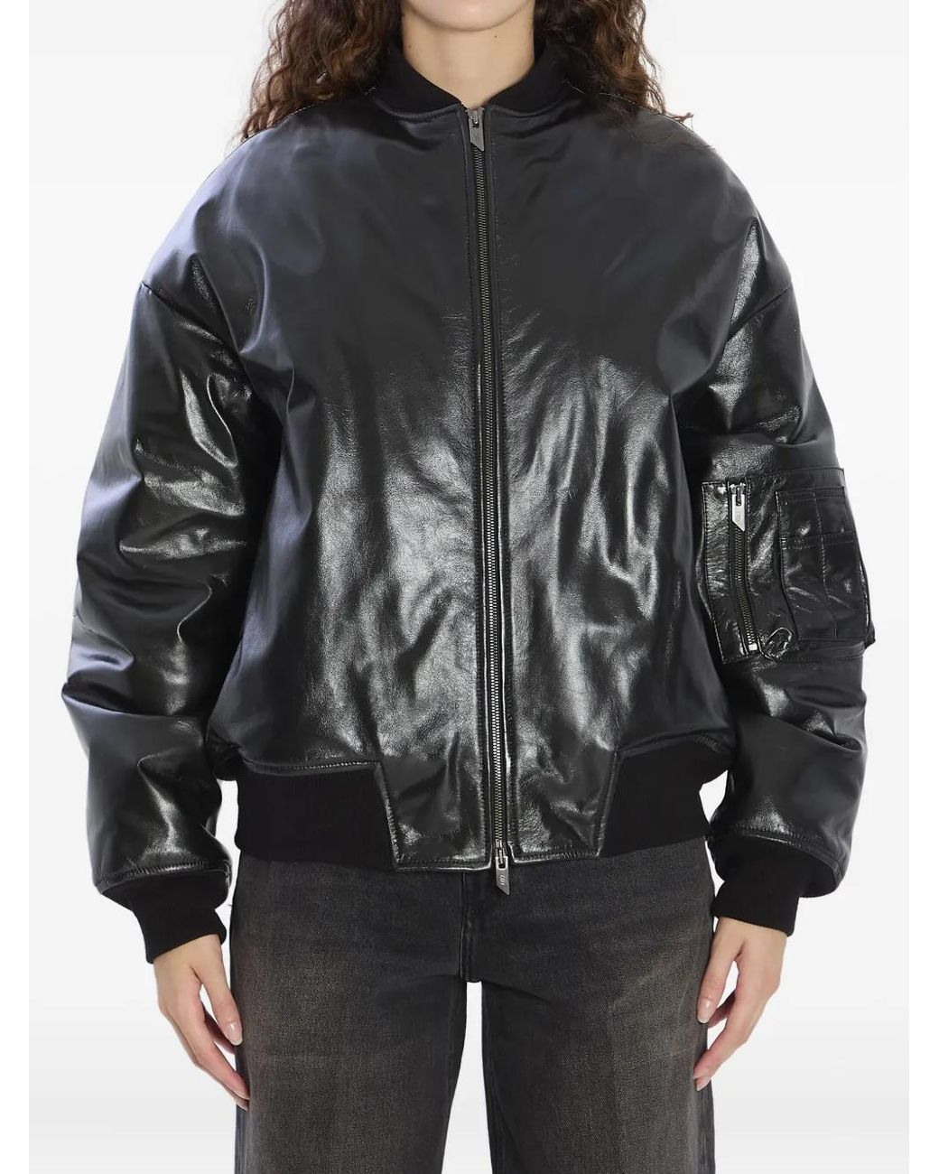 Salvatore Santoro Black Zip-Front Bomber Jacket