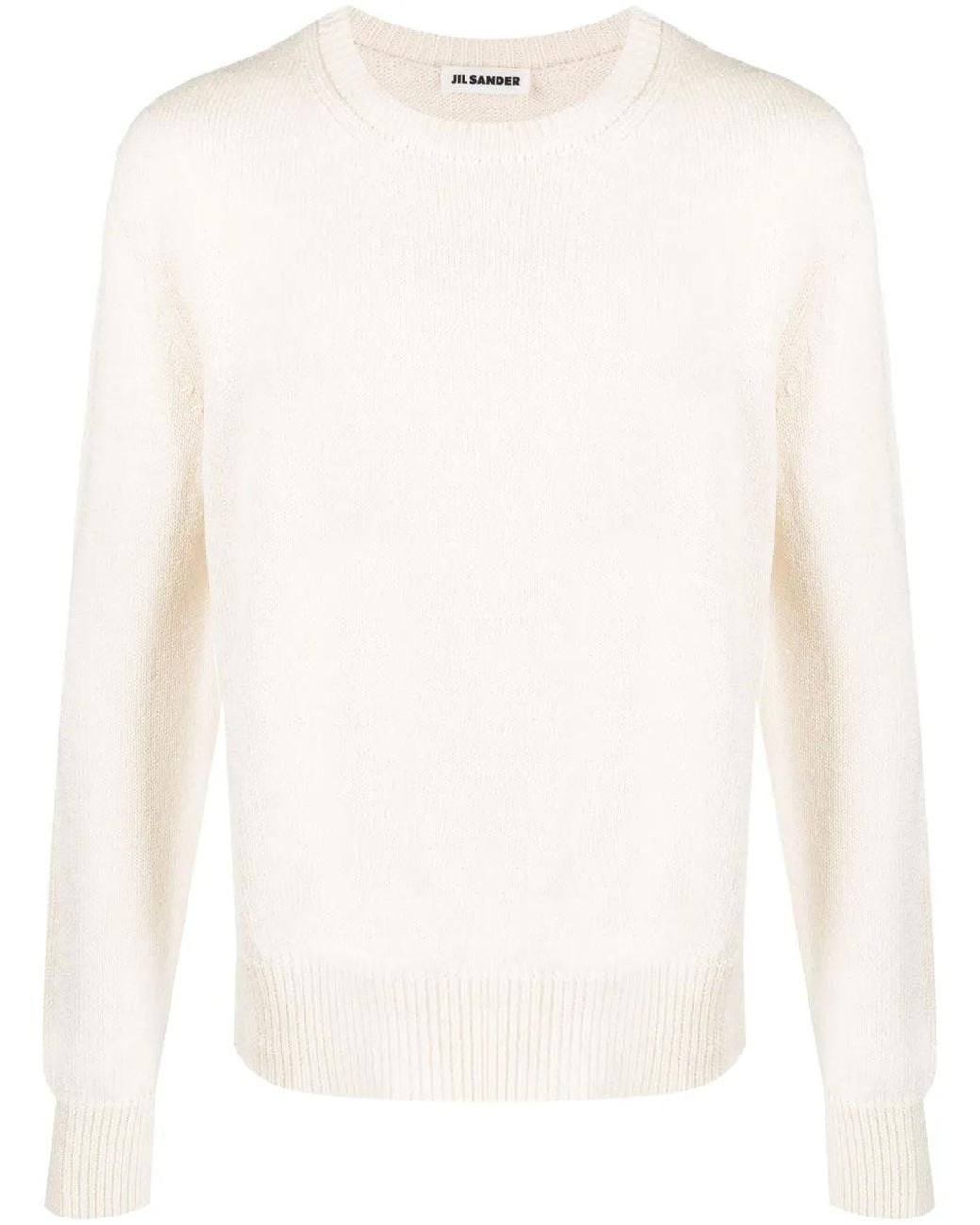 Jil Sander White Crew-Neck Knitted Jumper for men