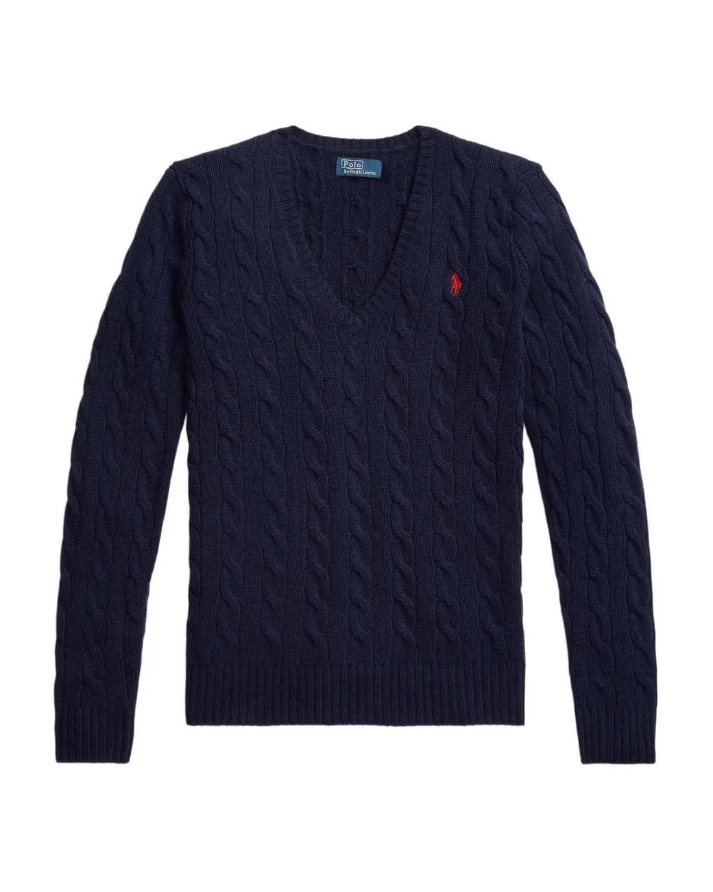 Polo Ralph Lauren Blue Wool And Cashmere Cable Knit Jumper