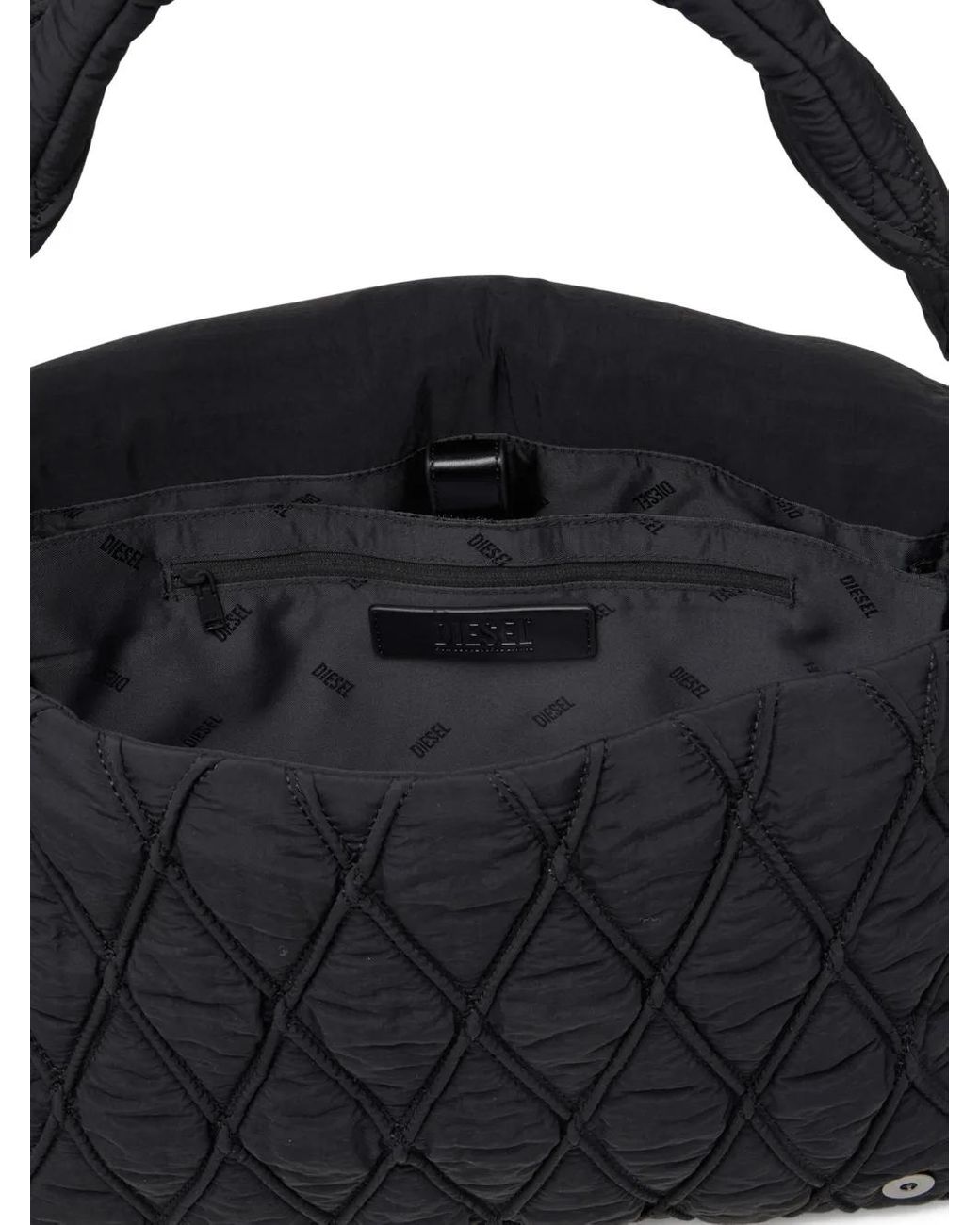 DIESEL Black Large Charm-D Shoulder Bag
