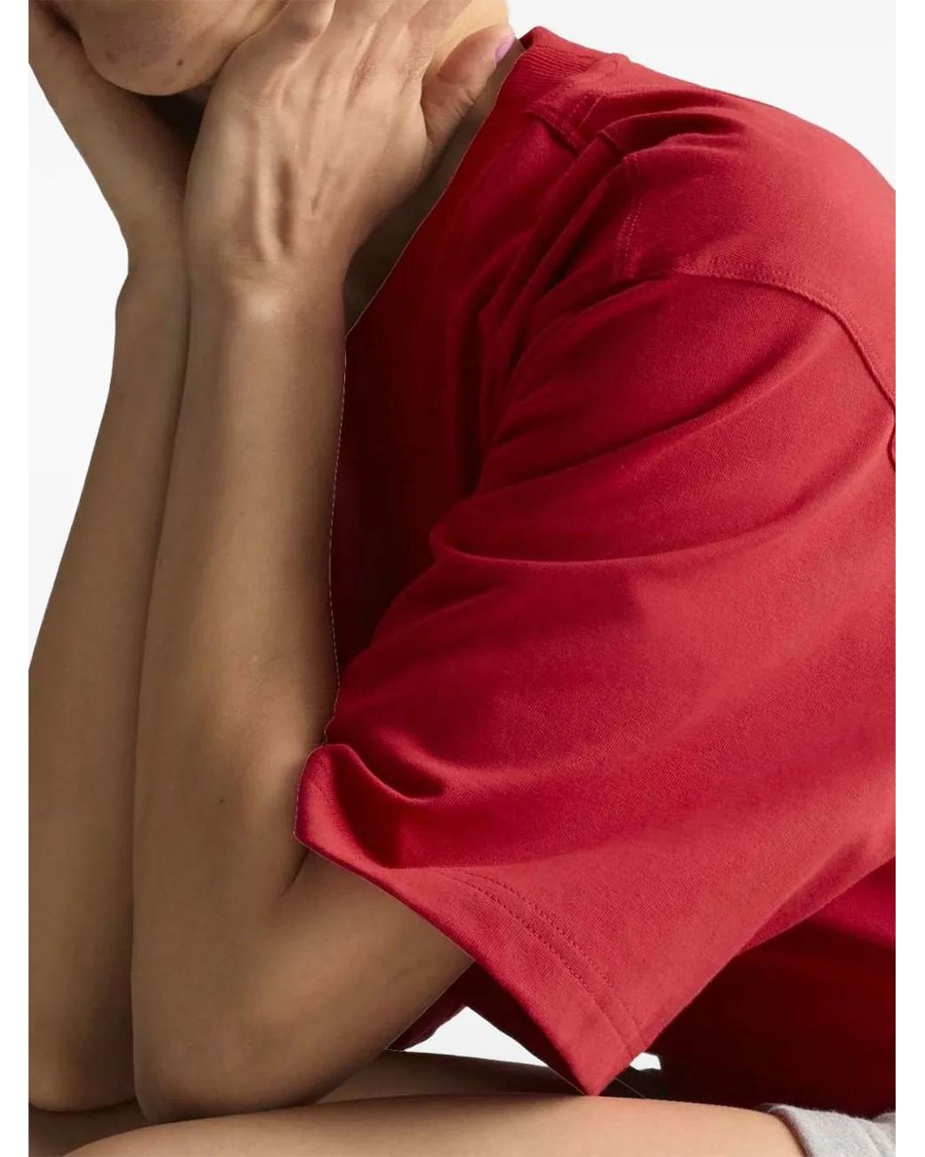 Adidas By Stella McCartney Red Loose Logo-Print T-Shirt