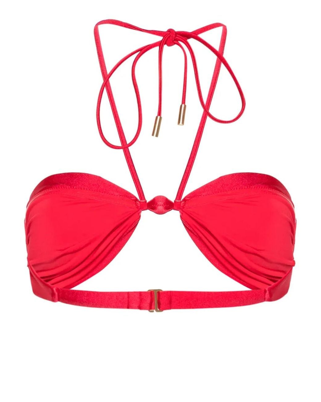 Cult Gaia Red Euphrasia Beaded Bikini Top