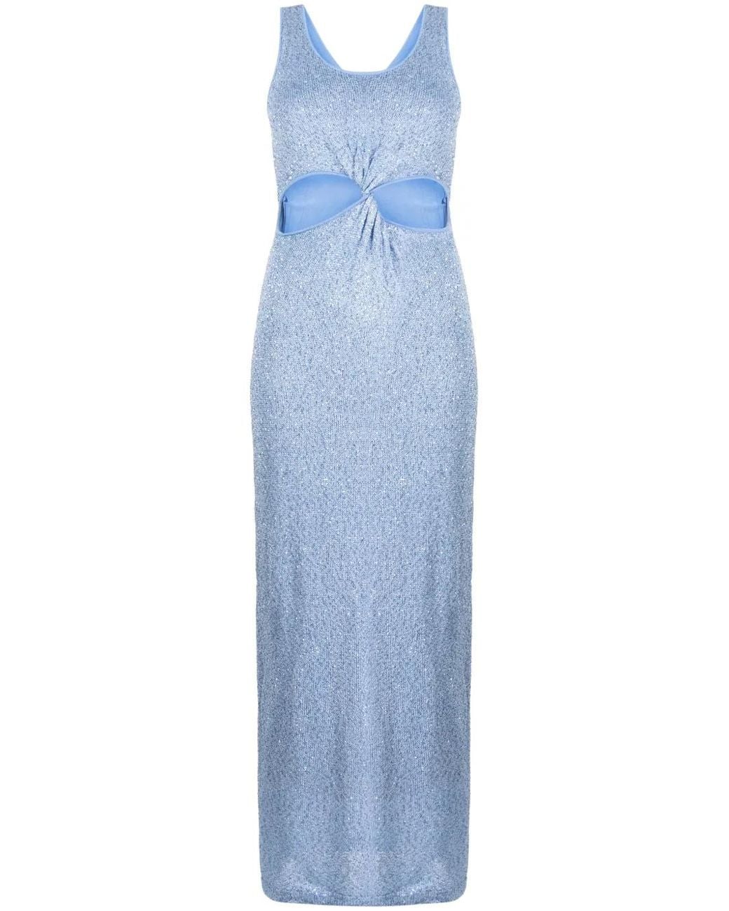 Jonathan Simkhai Blue Rayne Sequined Maxi Dress