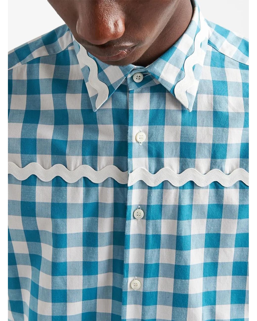 Camicia A Quadretti di Prada in Blue da Uomo