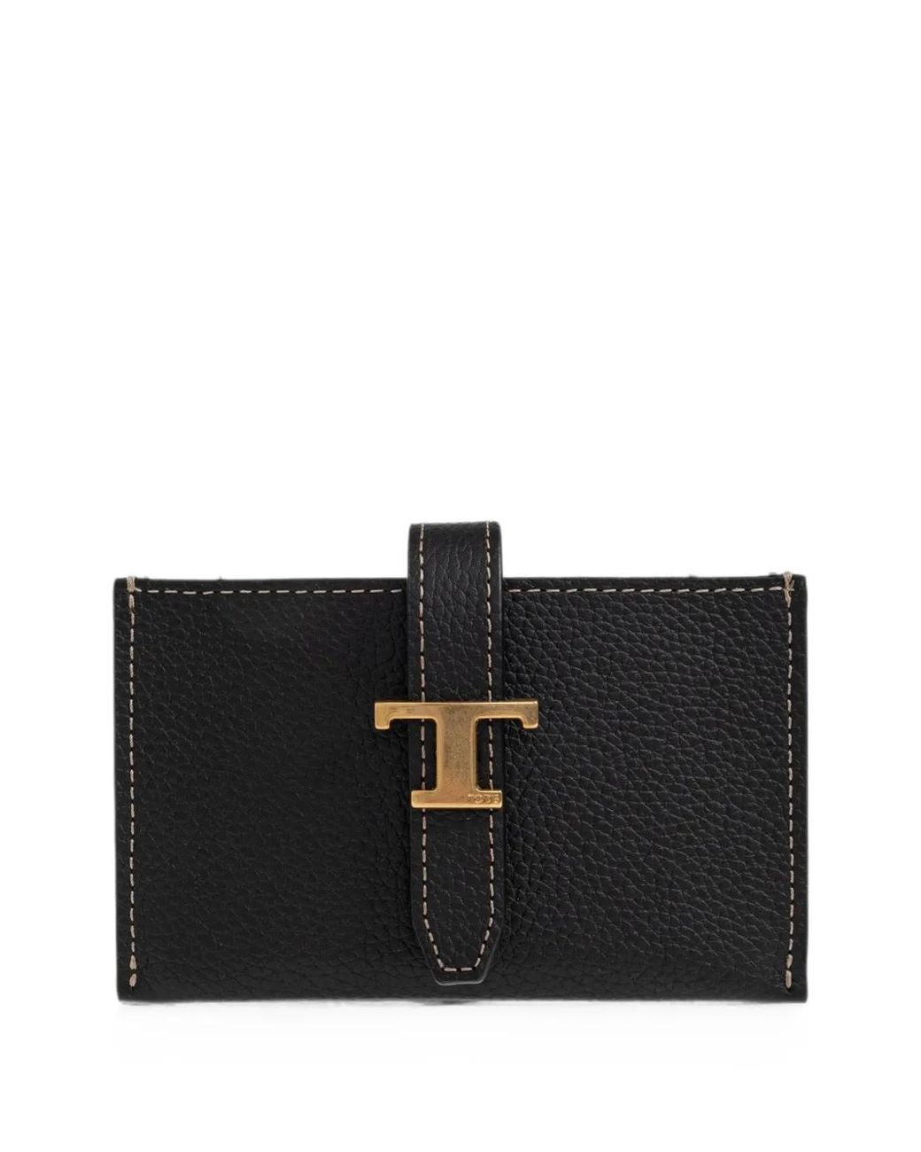 Tod's Black T Timeless Pebbled-Leather Wallet