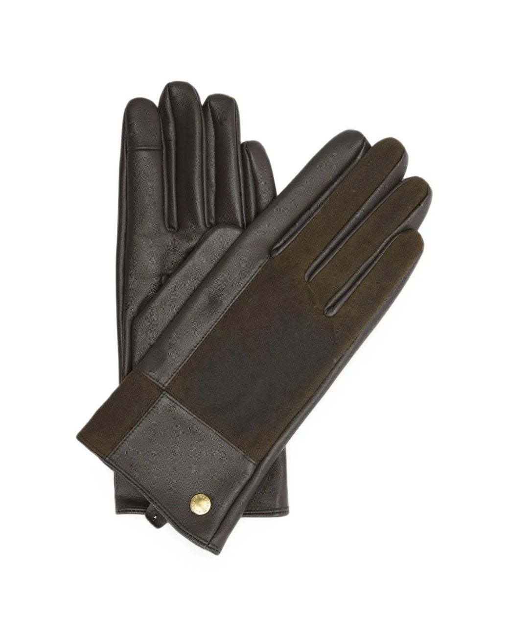 Barbour Gray Rudson Patchwork Leather Gloves