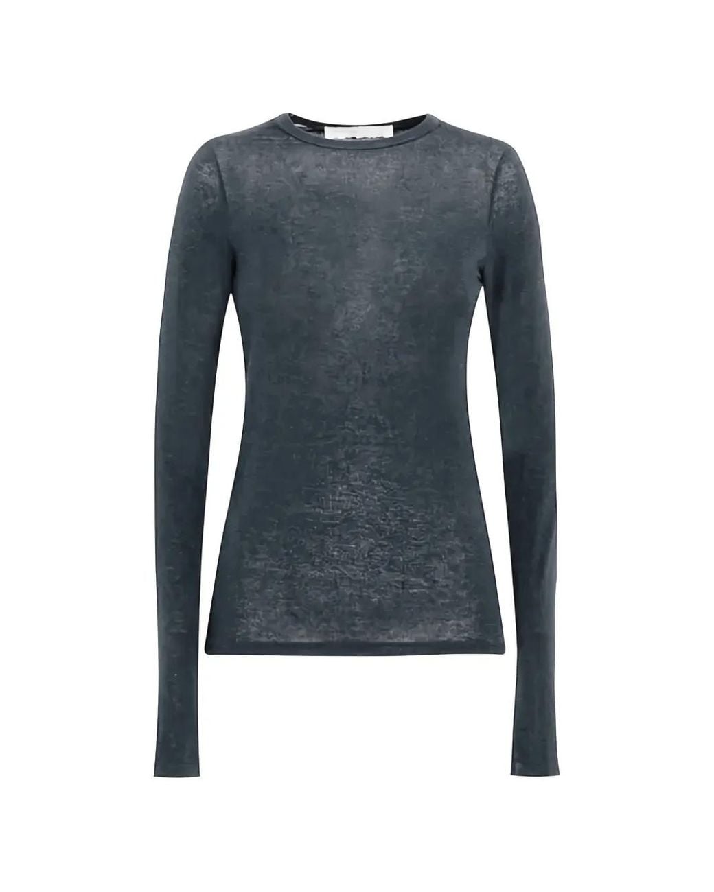 Tela Blue Semi-Sheer Long-Sleeve T-Shirt