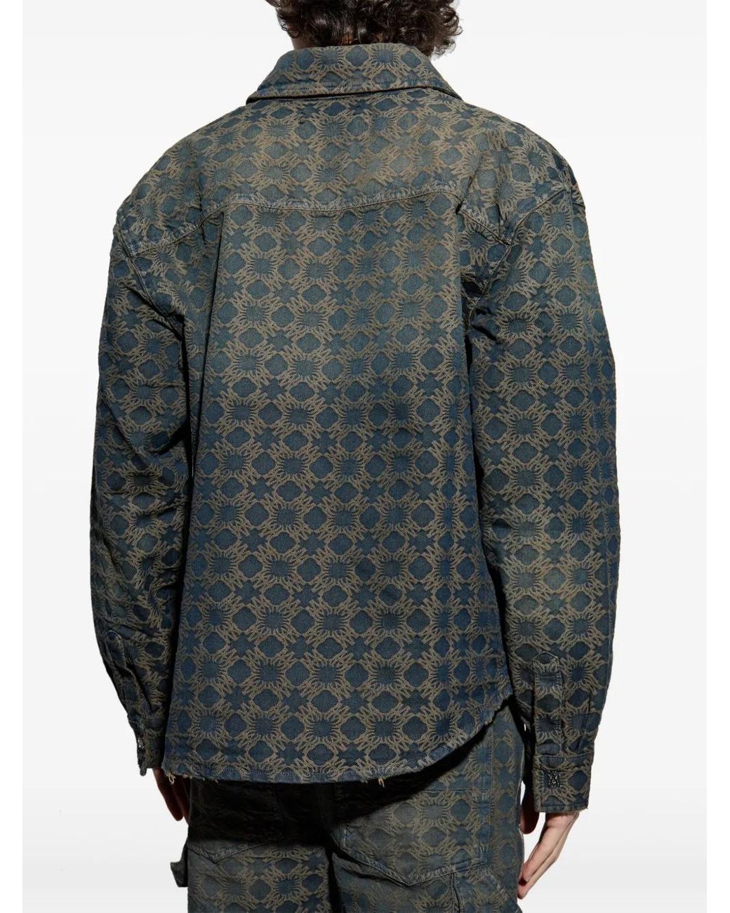 ジャケット・アウター AMERI Denim mountain parka jacket amiri-blue-Ma-Quad-Jacquard-