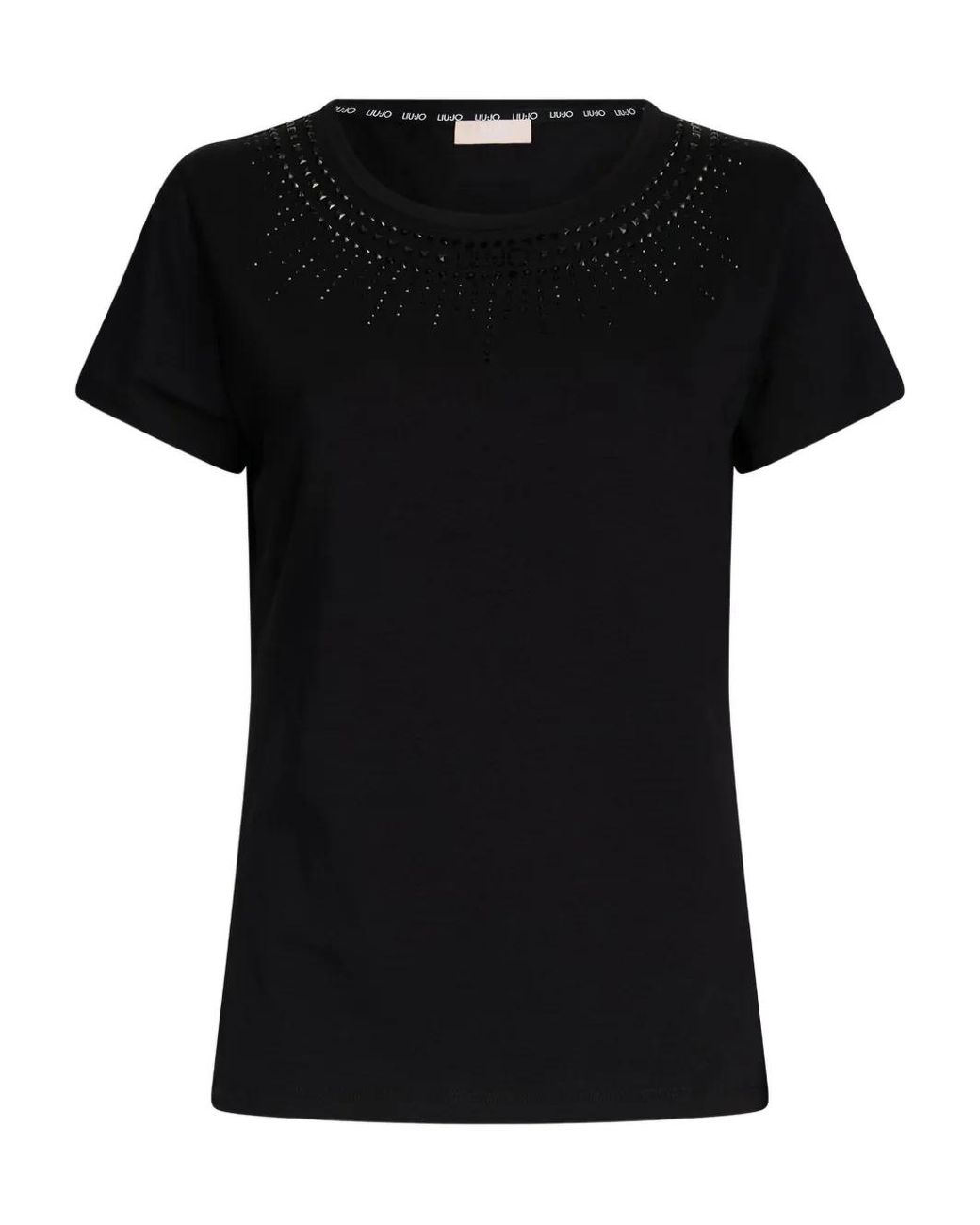 Liu Jo Black Embellished Crew-Neck T-Shirt