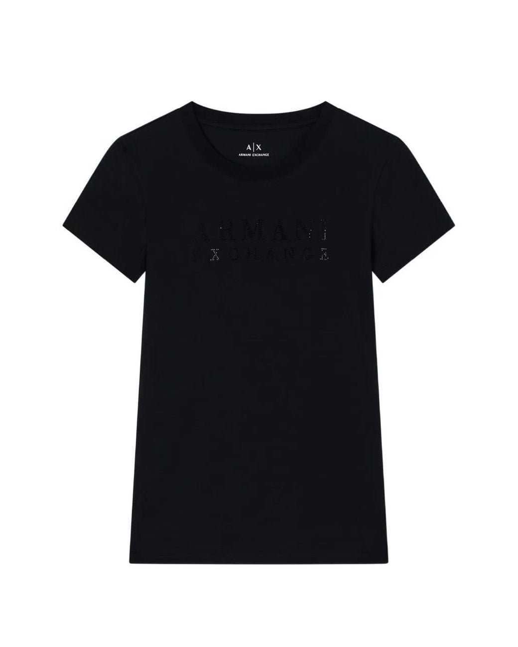 ARMANI EXCHANGE Black Rhinestone-Embellished Logo T-Shirt