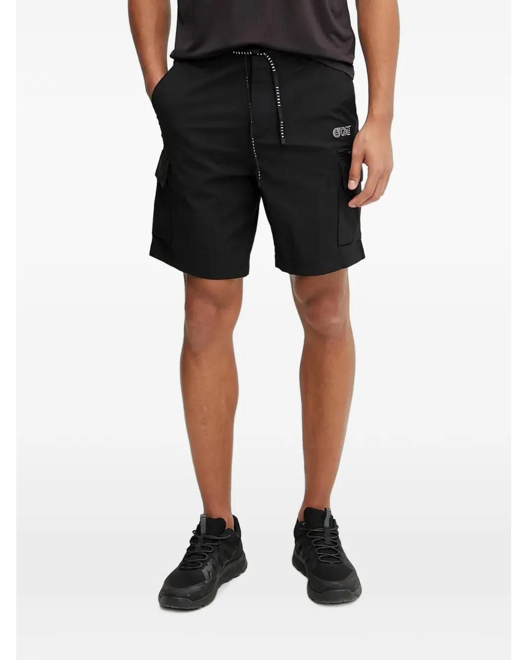 Picture Black Cargo Drawstring Shorts for men