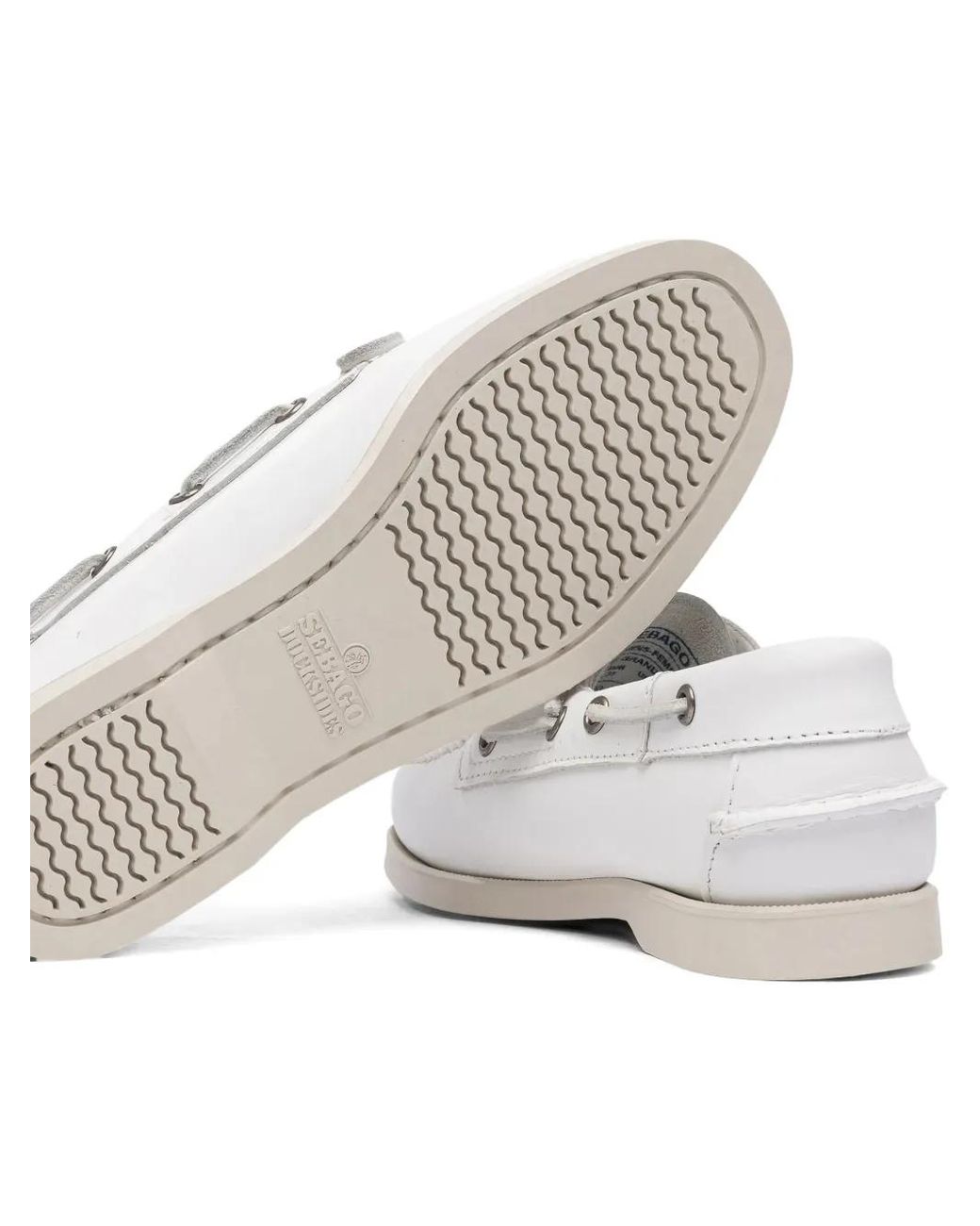 Sebago White Docksides Portland Leather Boat Shoes