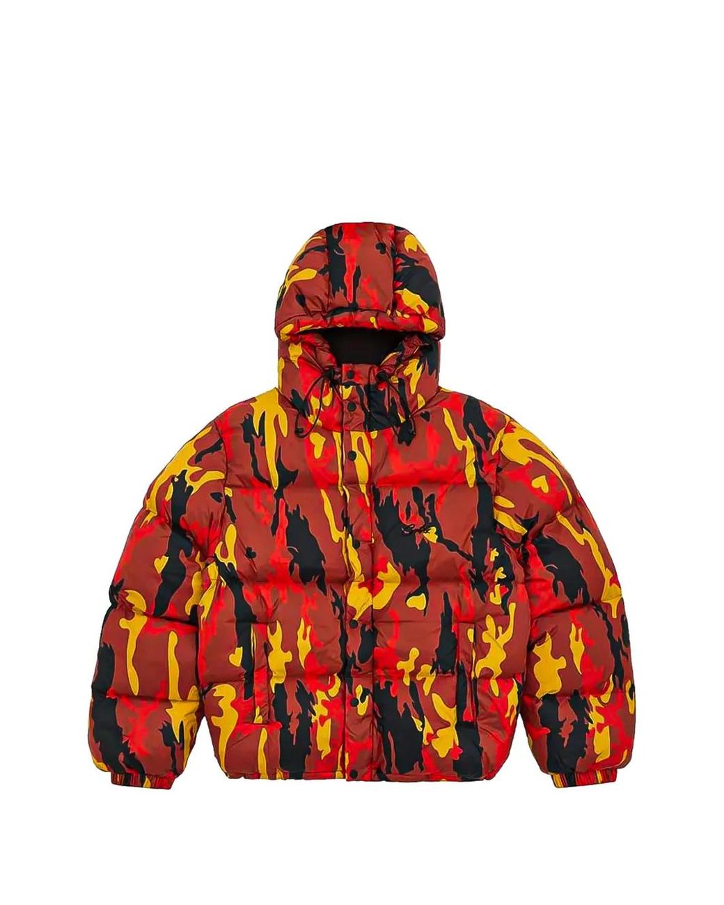 corteiz Red Bolo V2 Camouflage-Print Padded Jacket for men