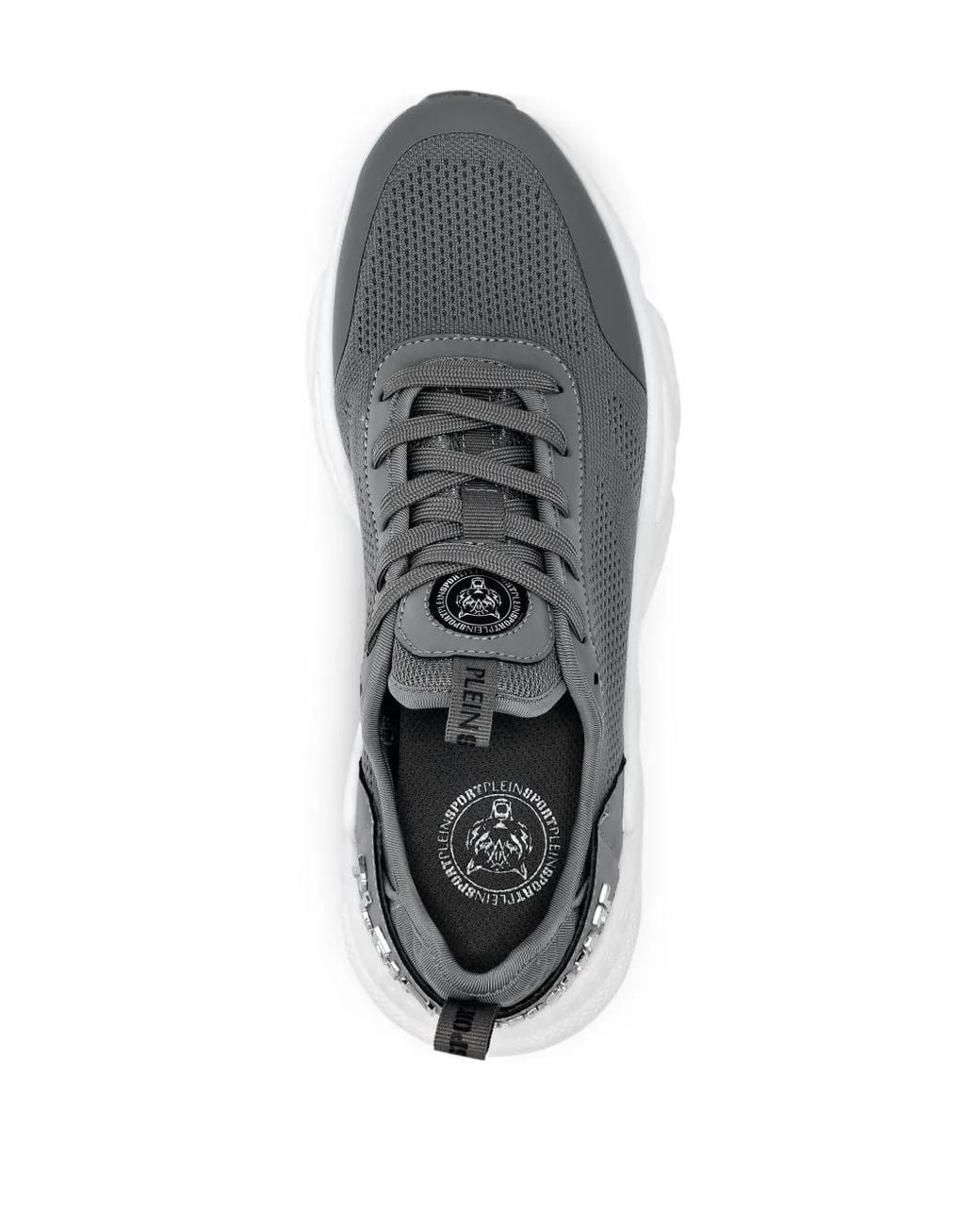 Philipp Plein Gray Logo-Embellished Low-Top Sneakers