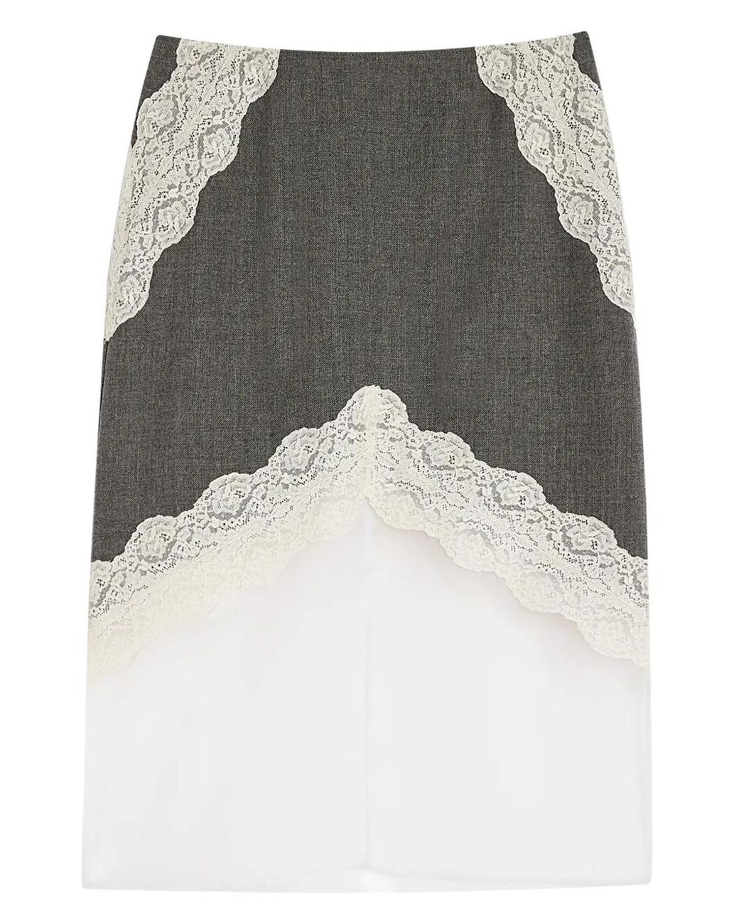 Jil Sander Gray Lace-Trimmed Layered Skirt