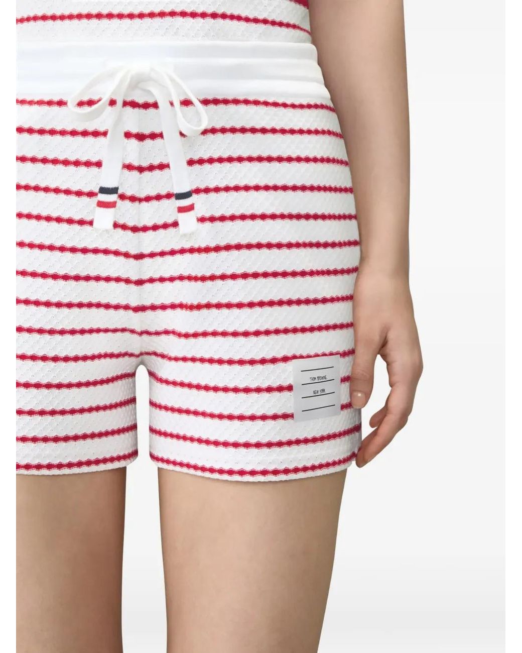 Thom Browne Red Striped Honeycomb Shorts