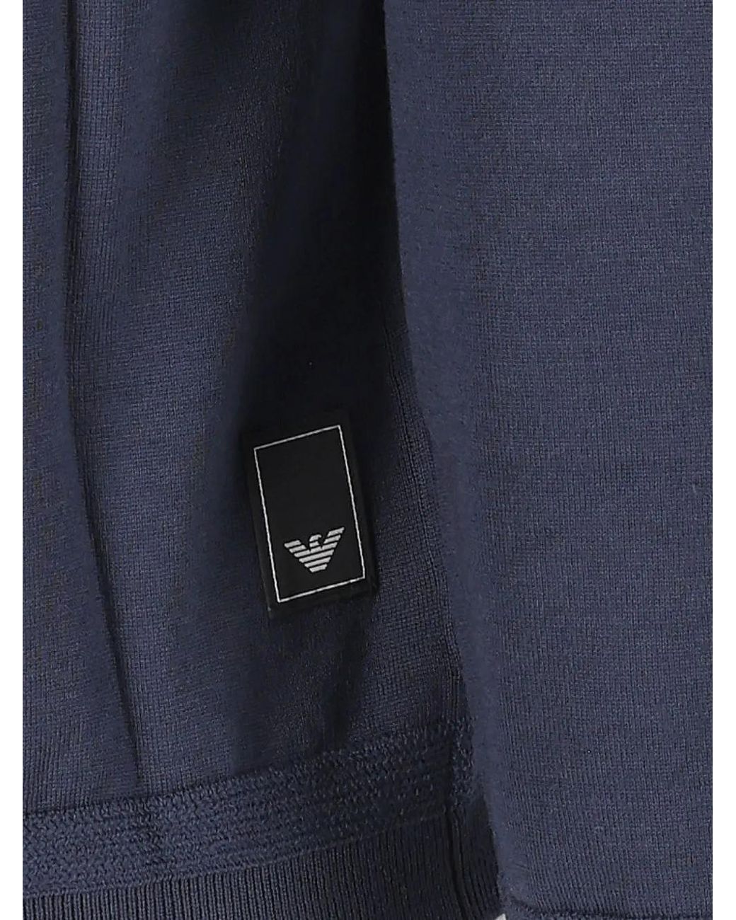 Emporio Armani Blue Logo-Embroidered Crew-Neck Sweater for men