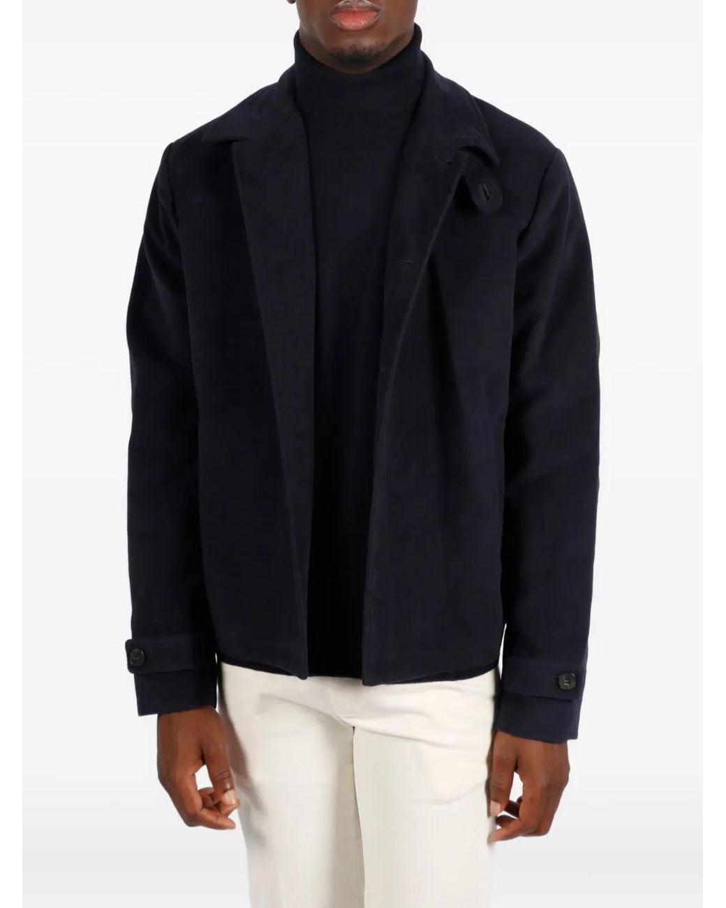14 Bros Blue Wool Shirt Jacket for men