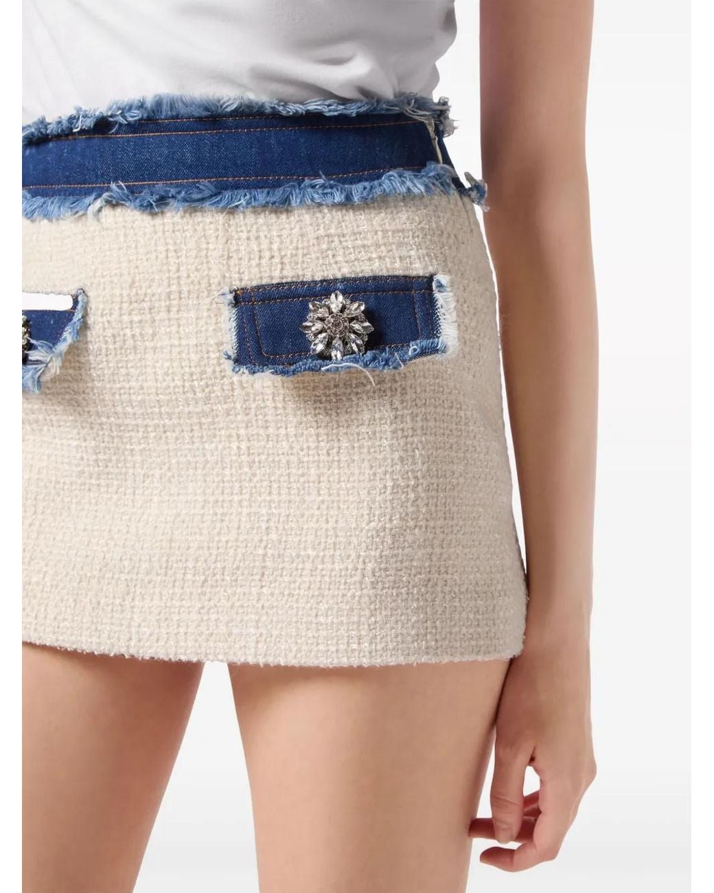 Philipp Plein Tweed Mini-Rok in het Blue